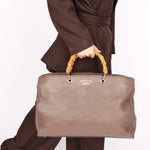 Gucci Large Bamboo Shopper Tote Taupe