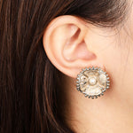 Chanel 2023 CC Champagne Pearl Shell Earrings