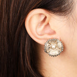 Chanel 2023 CC Champagne Pearl Shell Earrings