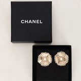 Chanel 2023 CC Champagne Pearl Shell Earrings