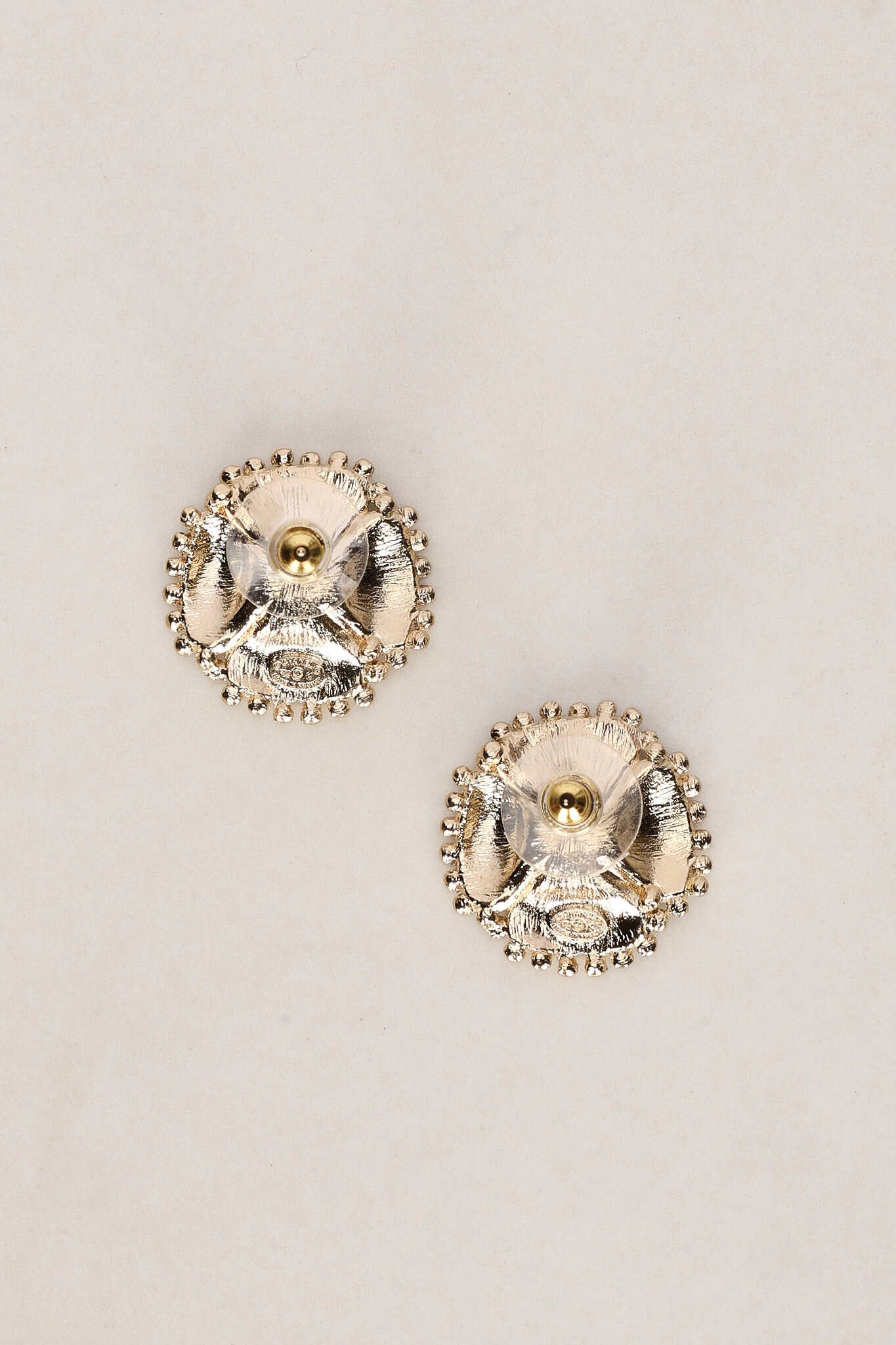 Chanel 2023 CC Champagne Pearl Shell Earrings
