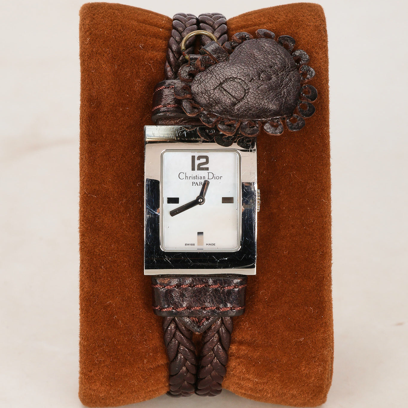 Dior 109 Woven Leather Heart Mother of Pearl Watch 19mm