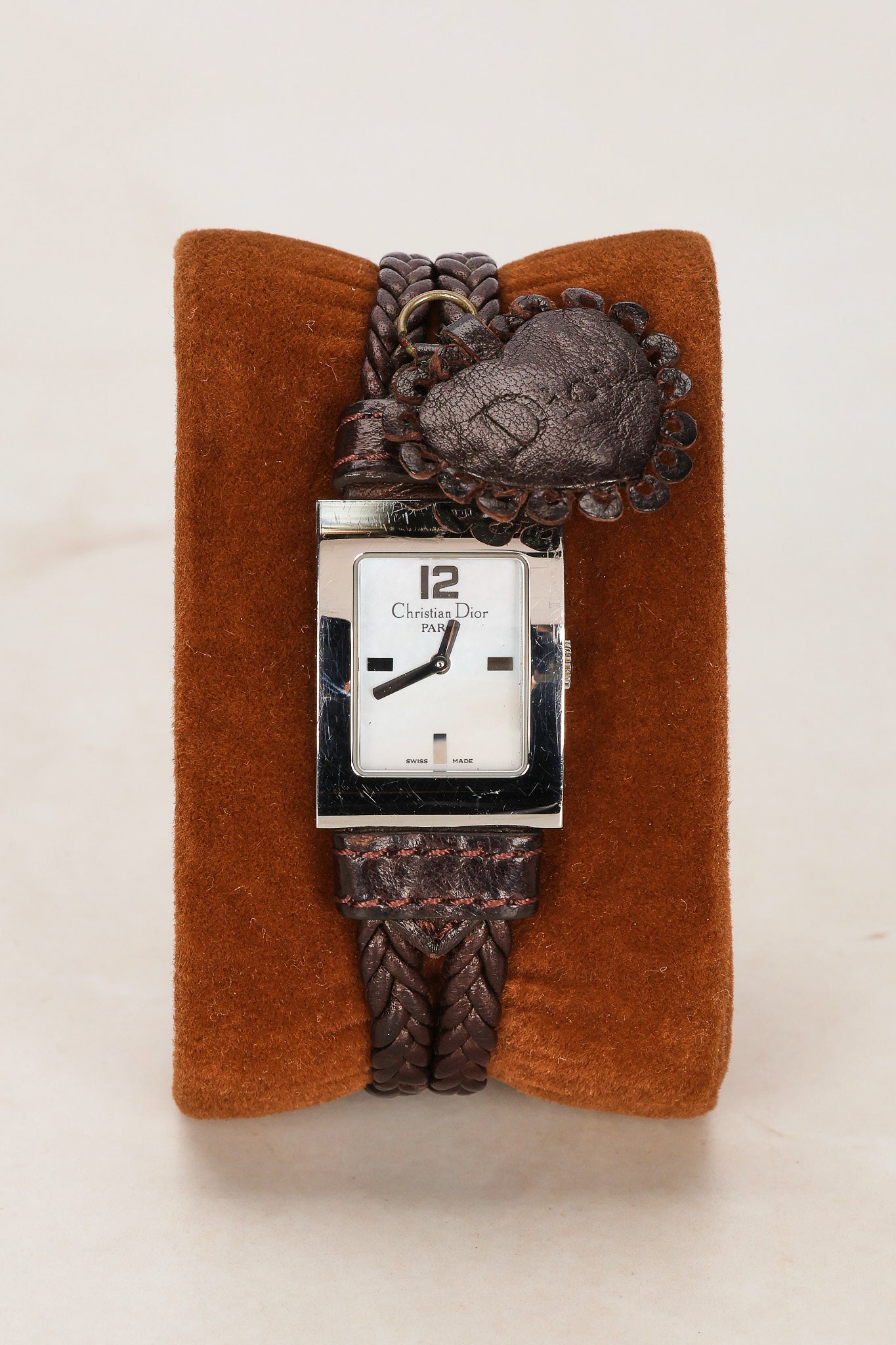 Dior 109 Woven Leather Heart Mother of Pearl Watch 19mm