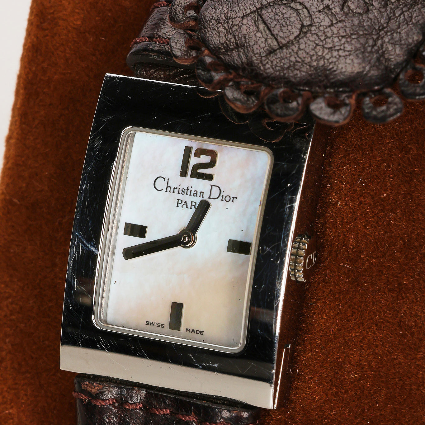 Dior 109 Woven Leather Heart Mother of Pearl Watch 19mm