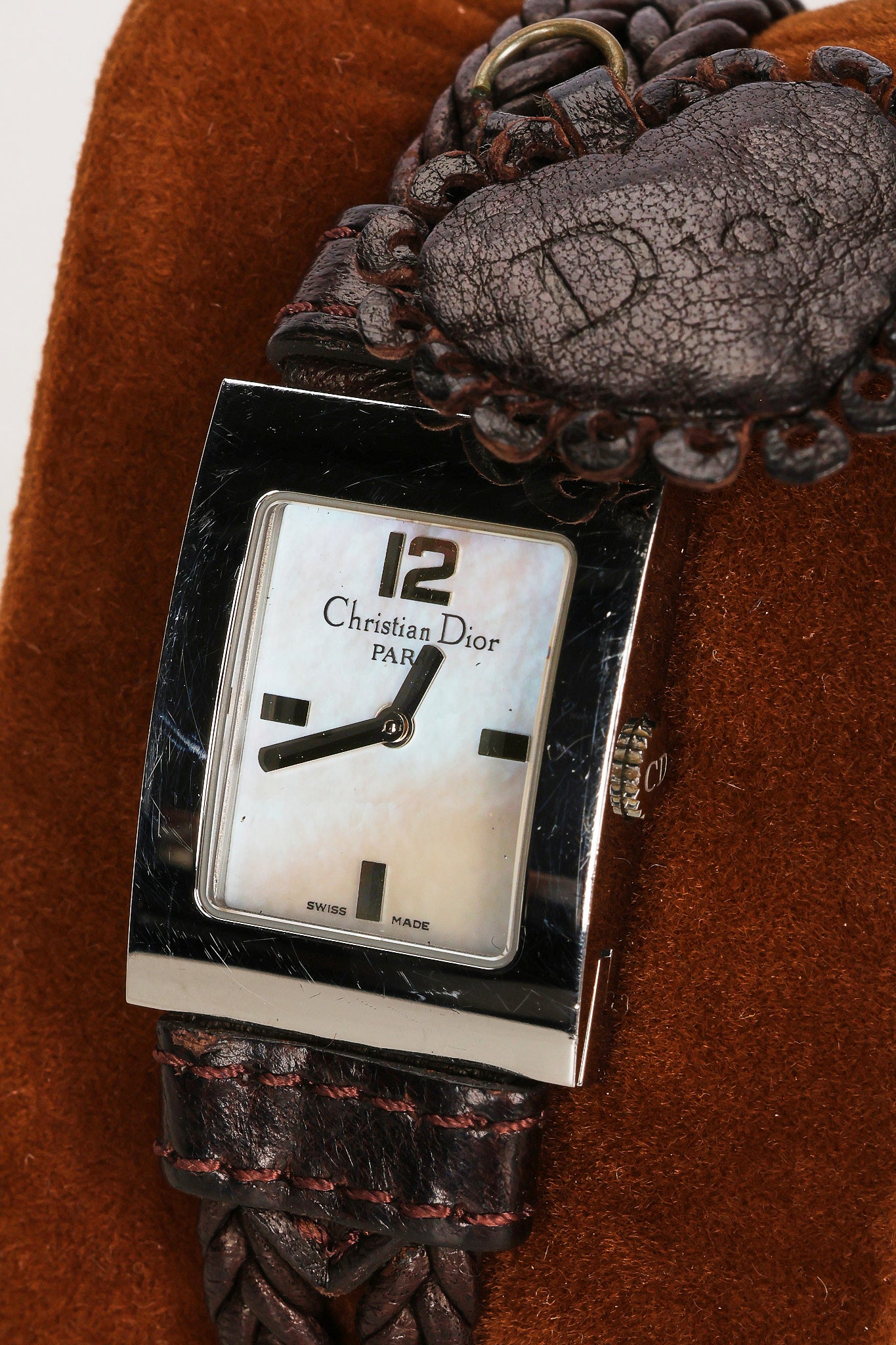 Dior 109 Woven Leather Heart Mother of Pearl Watch 19mm