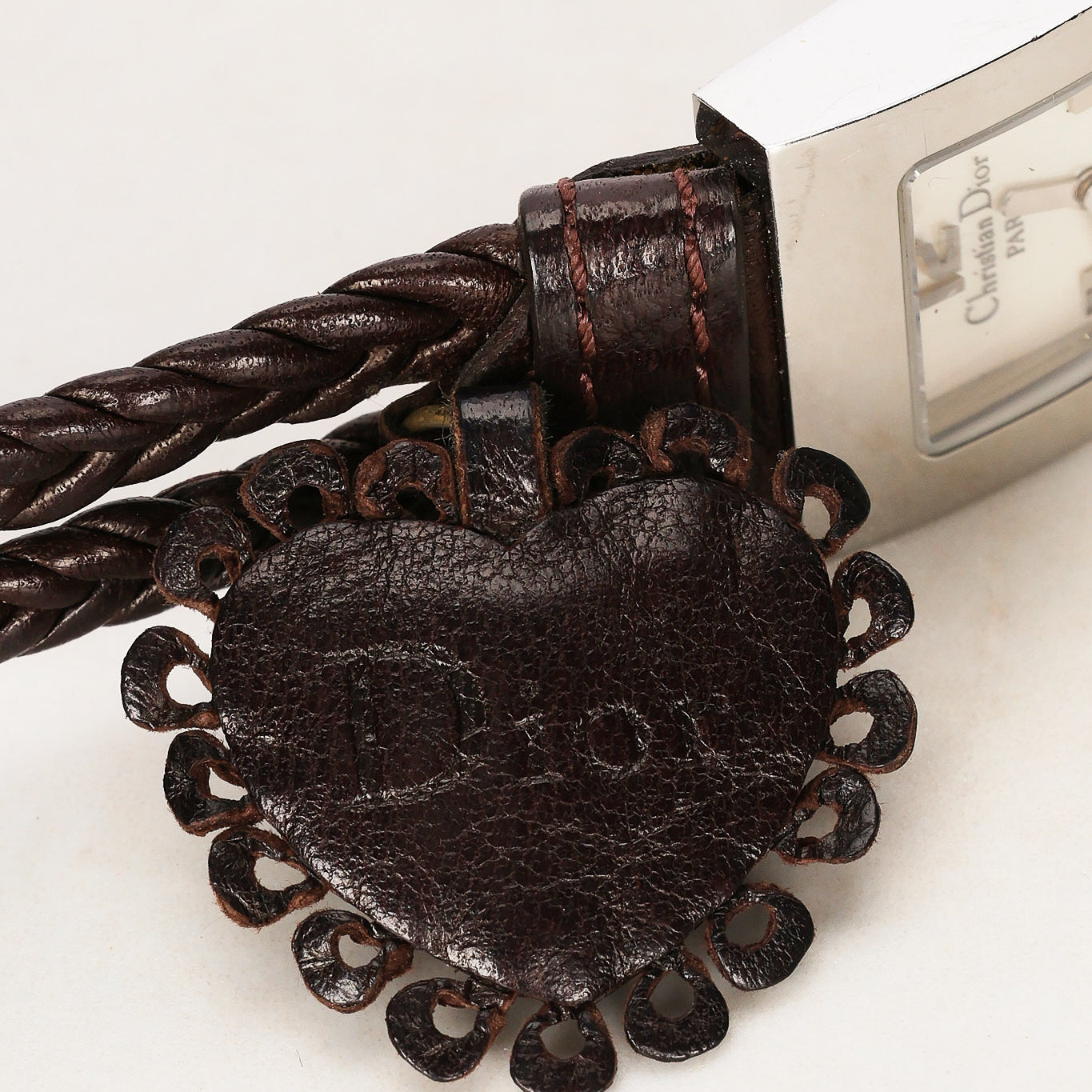 Dior 109 Woven Leather Heart Mother of Pearl Watch 19mm
