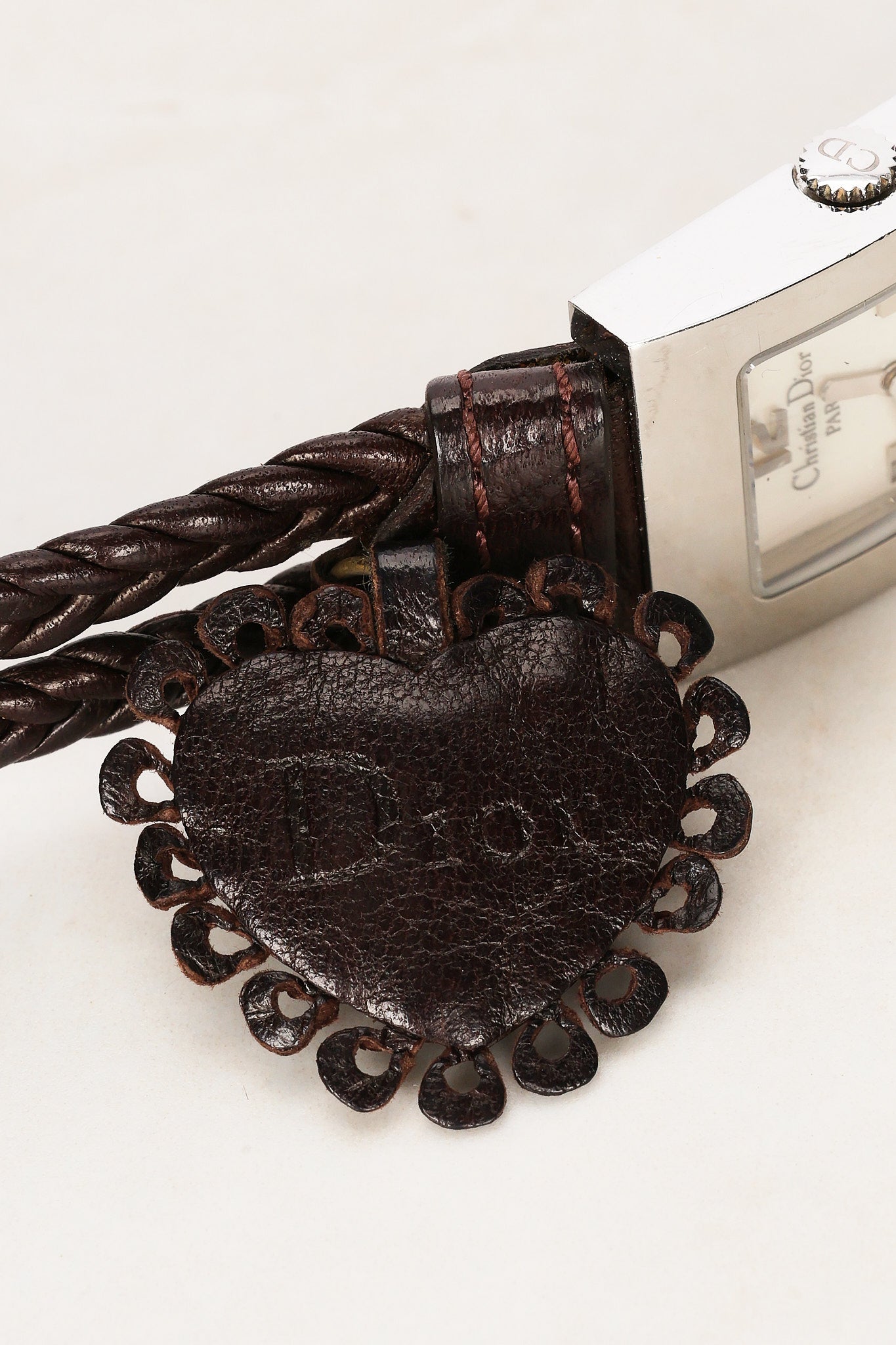 Dior 109 Woven Leather Heart Mother of Pearl Watch 19mm