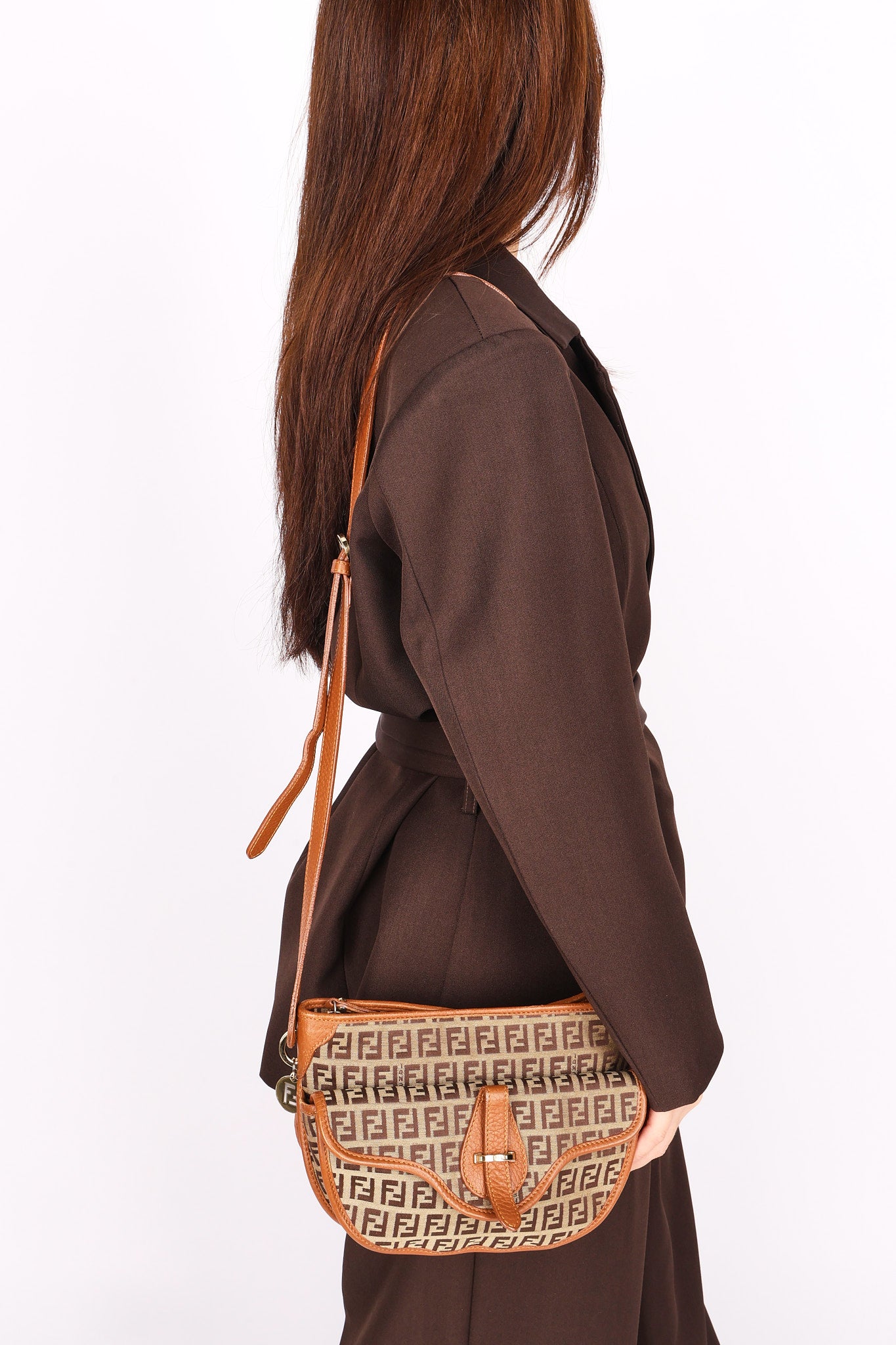 Fendi Zucchino Front Pocket Crossbody Bag
