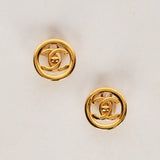 Chanel 1997 CC Turnlock Circle Clip-On Earrings 24K GP