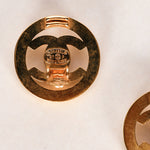 Chanel 1997 CC Turnlock Circle Clip-On Earrings 24K GP