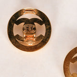Chanel 1997 CC Turnlock Circle Clip-On Earrings 24K GP