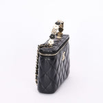 Chanel Flower Top Handle Vanity Case Black Lambskin CGHW