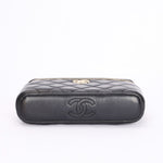 Chanel Flower Top Handle Vanity Case Black Lambskin CGHW