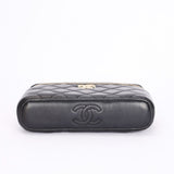 Chanel Flower Top Handle Vanity Case Black Lambskin CGHW