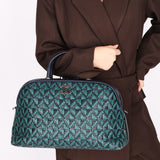 Chanel Woven Bowling Bag Green and Black Calfskin RHW