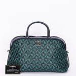 Chanel Woven Bowling Bag Green and Black Calfskin RHW