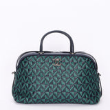 Chanel Woven Bowling Bag Green and Black Calfskin RHW