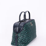 Chanel Woven Bowling Bag Green and Black Calfskin RHW