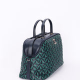 Chanel Woven Bowling Bag Green and Black Calfskin RHW