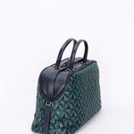 Chanel Woven Bowling Bag Green and Black Calfskin RHW