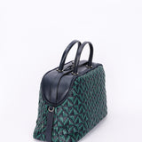 Chanel Woven Bowling Bag Green and Black Calfskin RHW