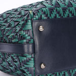 Chanel Woven Bowling Bag Green and Black Calfskin RHW