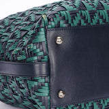 Chanel Woven Bowling Bag Green and Black Calfskin RHW
