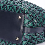 Chanel Woven Bowling Bag Green and Black Calfskin RHW