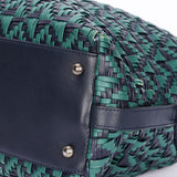 Chanel Woven Bowling Bag Green and Black Calfskin RHW