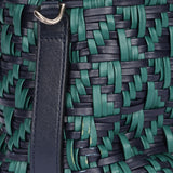 Chanel Woven Bowling Bag Green and Black Calfskin RHW