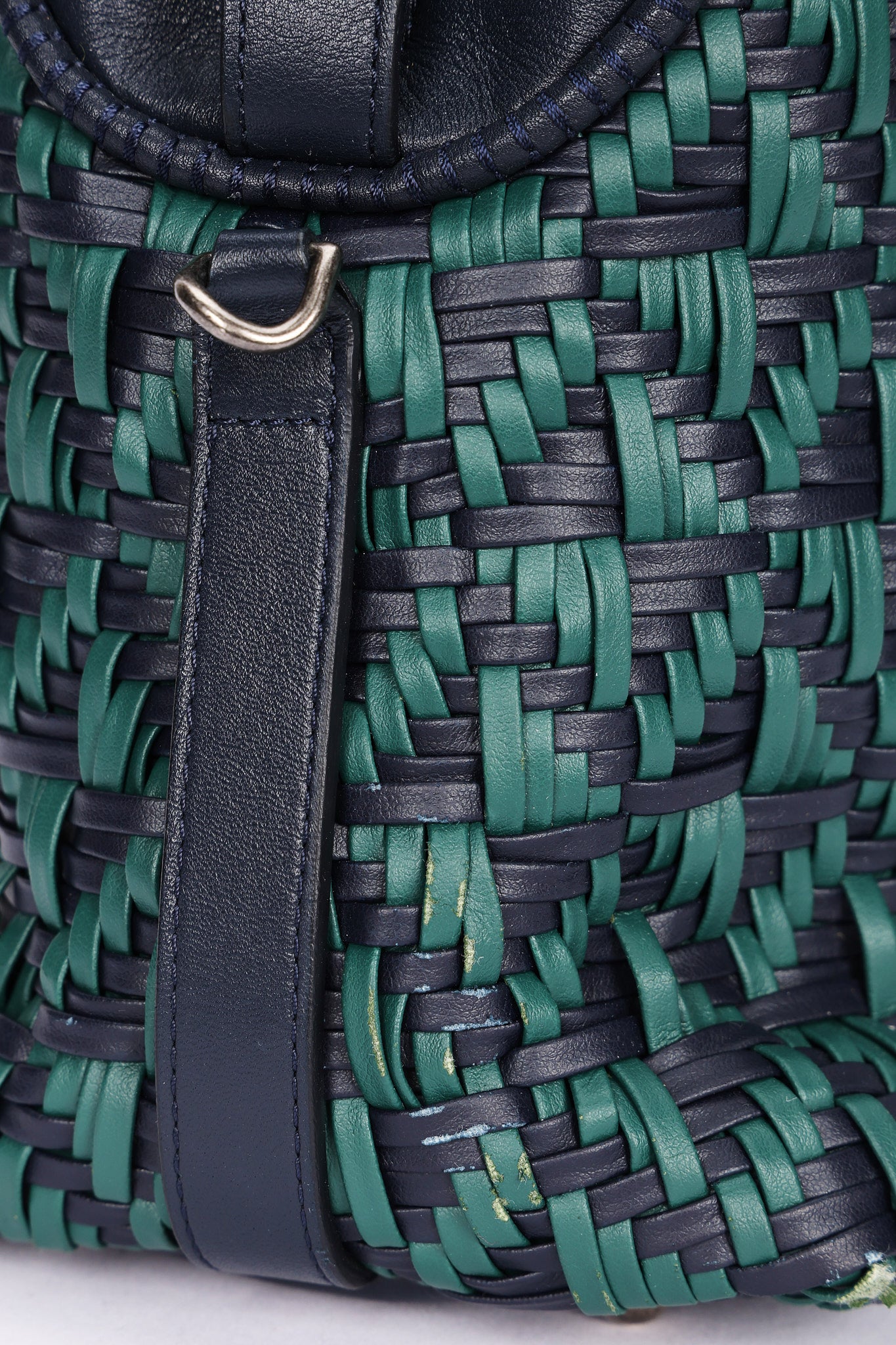 Chanel Woven Bowling Bag Green and Black Calfskin RHW