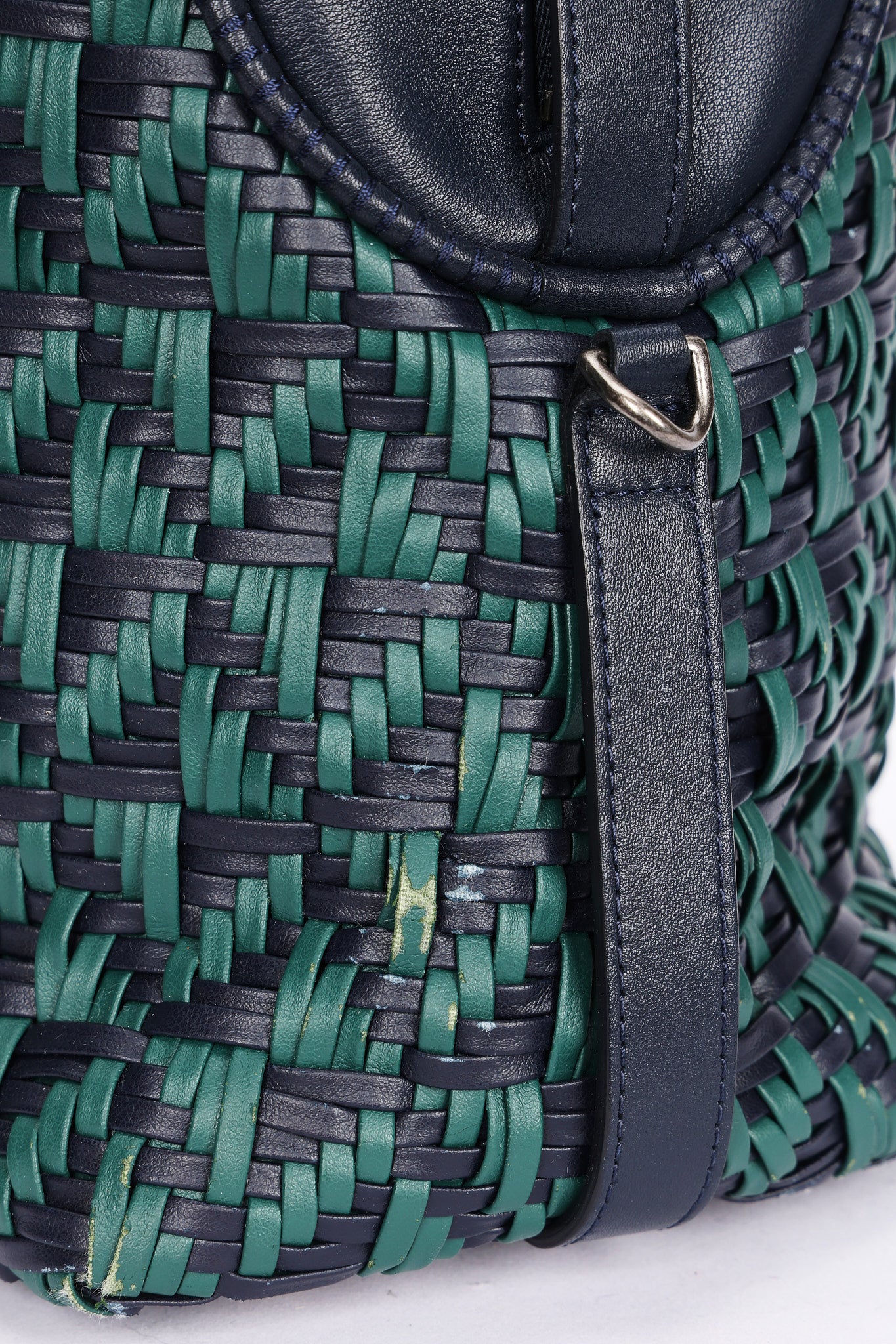 Chanel Woven Bowling Bag Green and Black Calfskin RHW