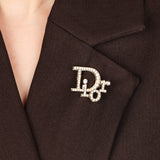 Dior Crystal Oblique Logo Brooch