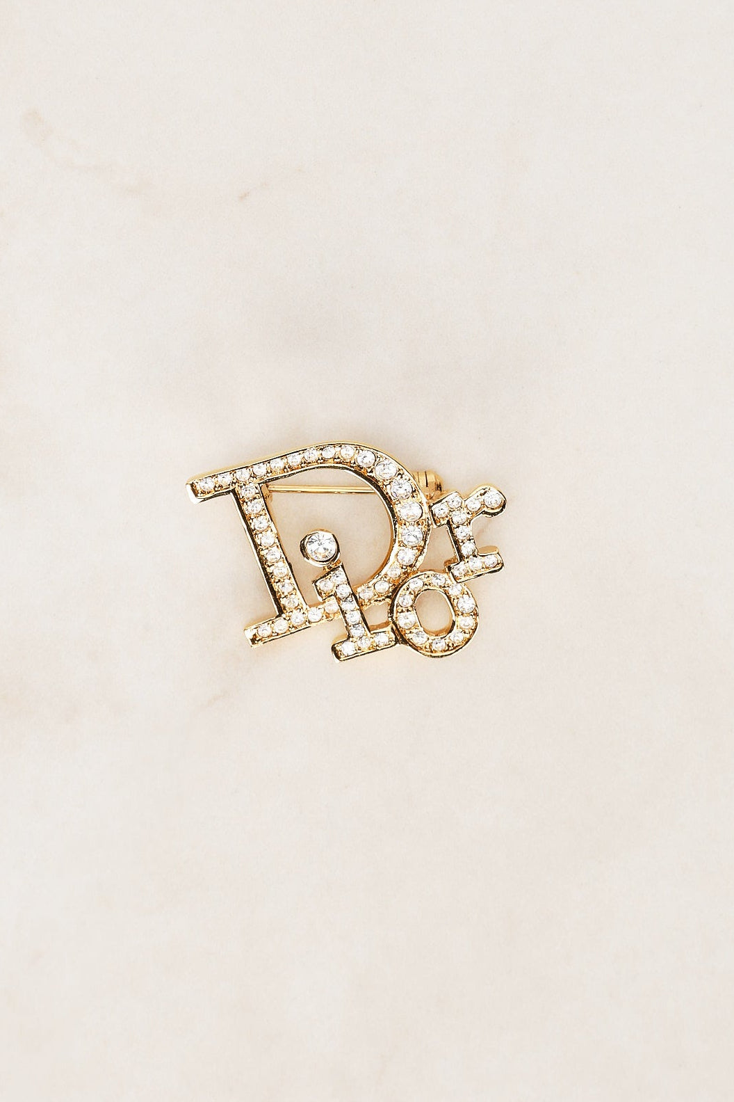 Dior Crystal Oblique Logo Brooch