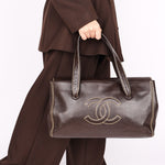 Chanel CC Stitched Tote Brown Caviar AGHW