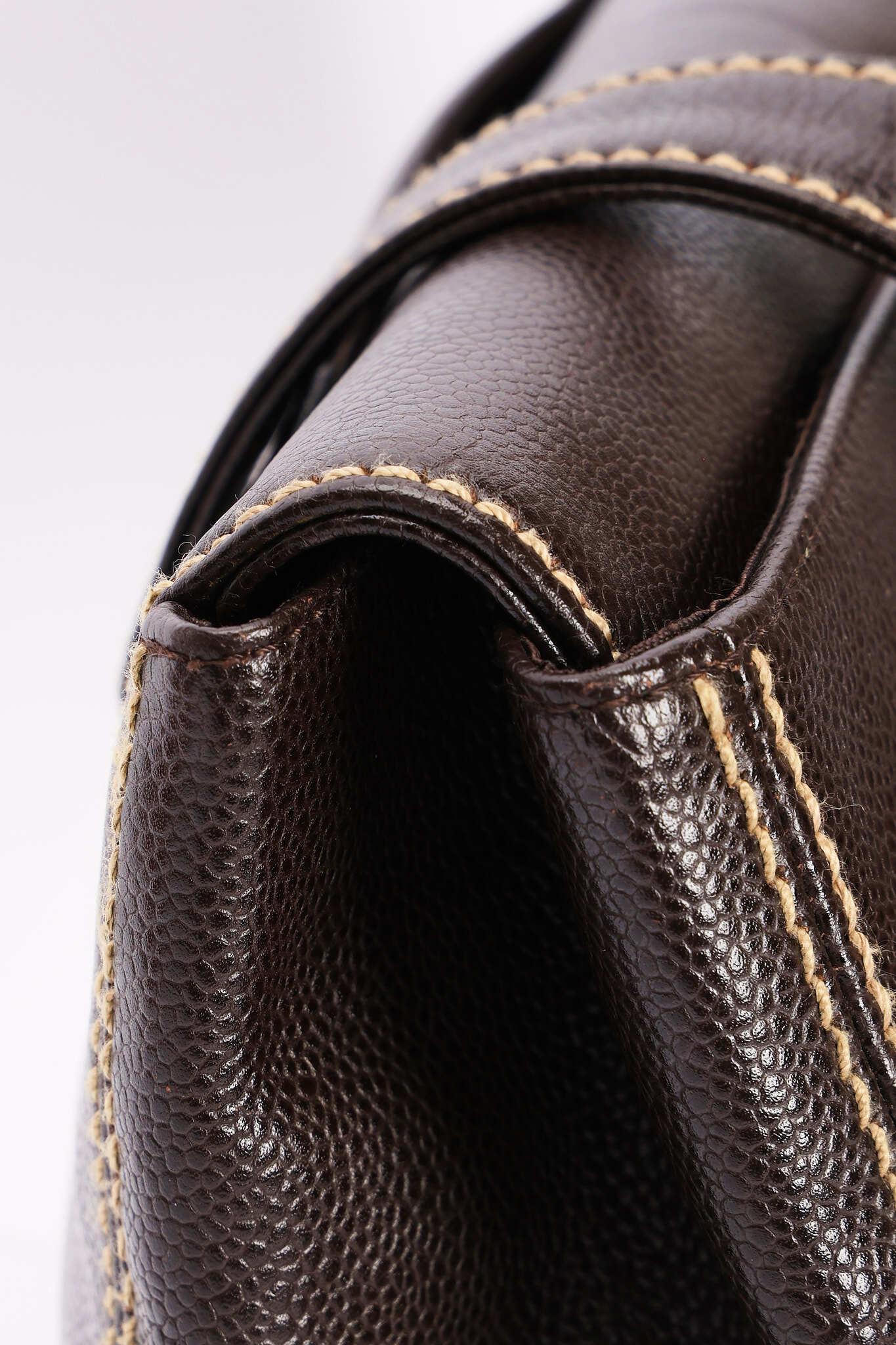 Chanel CC Stitched Tote Brown Caviar AGHW