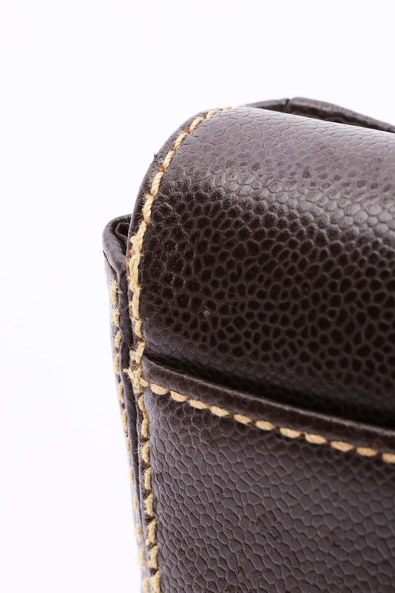 Chanel CC Stitched Tote Brown Caviar AGHW