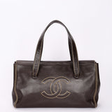 Chanel CC Stitched Tote Brown Caviar AGHW
