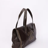 Chanel CC Stitched Tote Brown Caviar AGHW