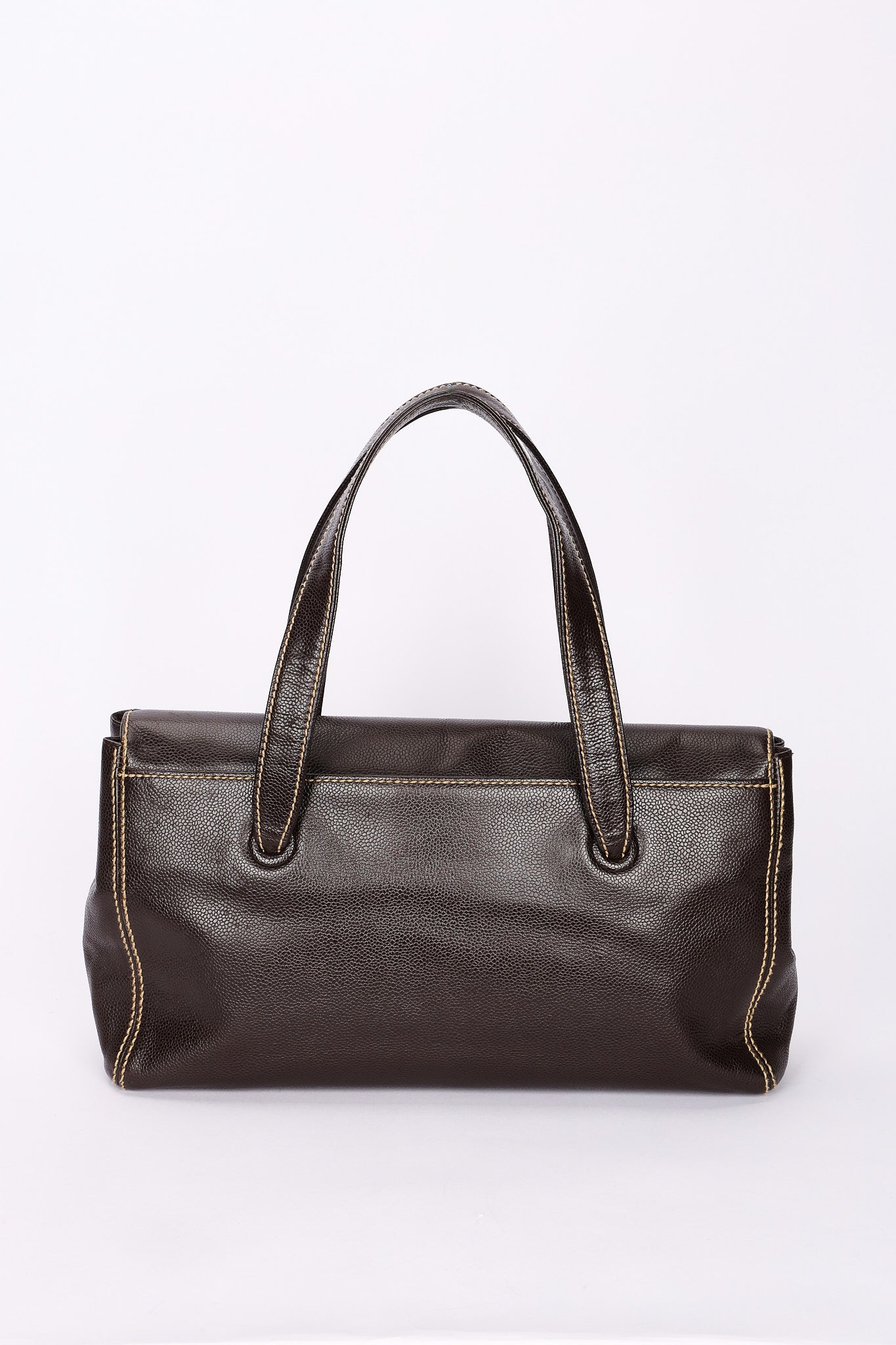 Chanel CC Stitched Tote Brown Caviar AGHW