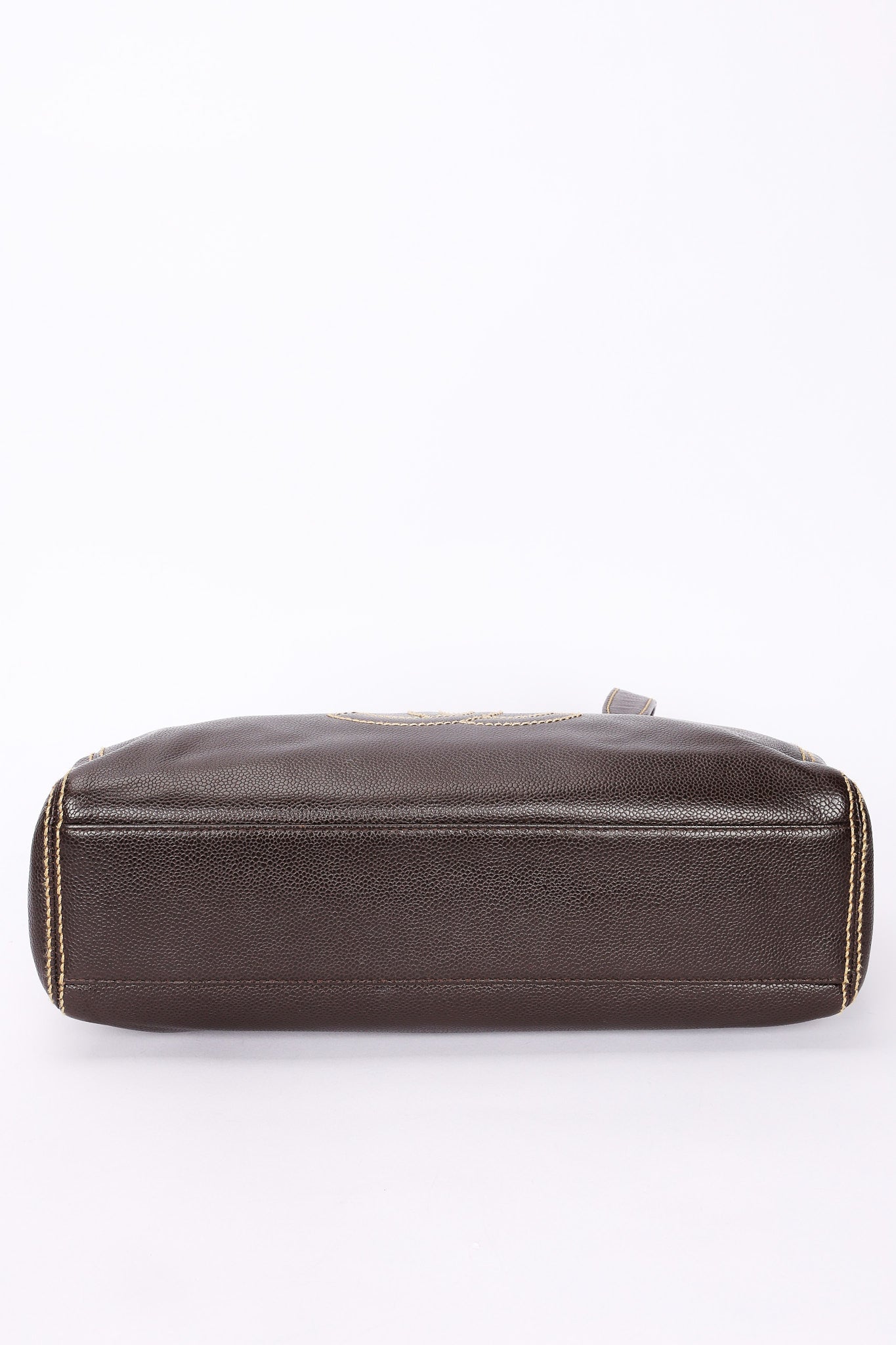 Chanel CC Stitched Tote Brown Caviar AGHW