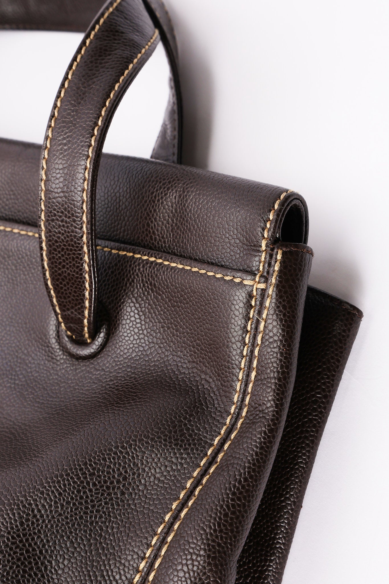 Chanel CC Stitched Tote Brown Caviar AGHW