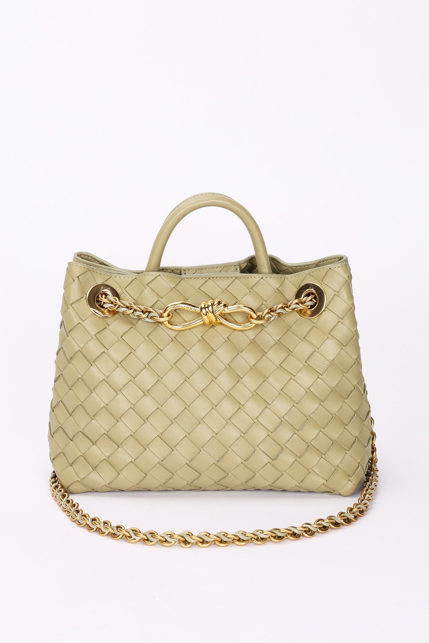 Bottega Veneta Small Andiamo With Chain Sage Green