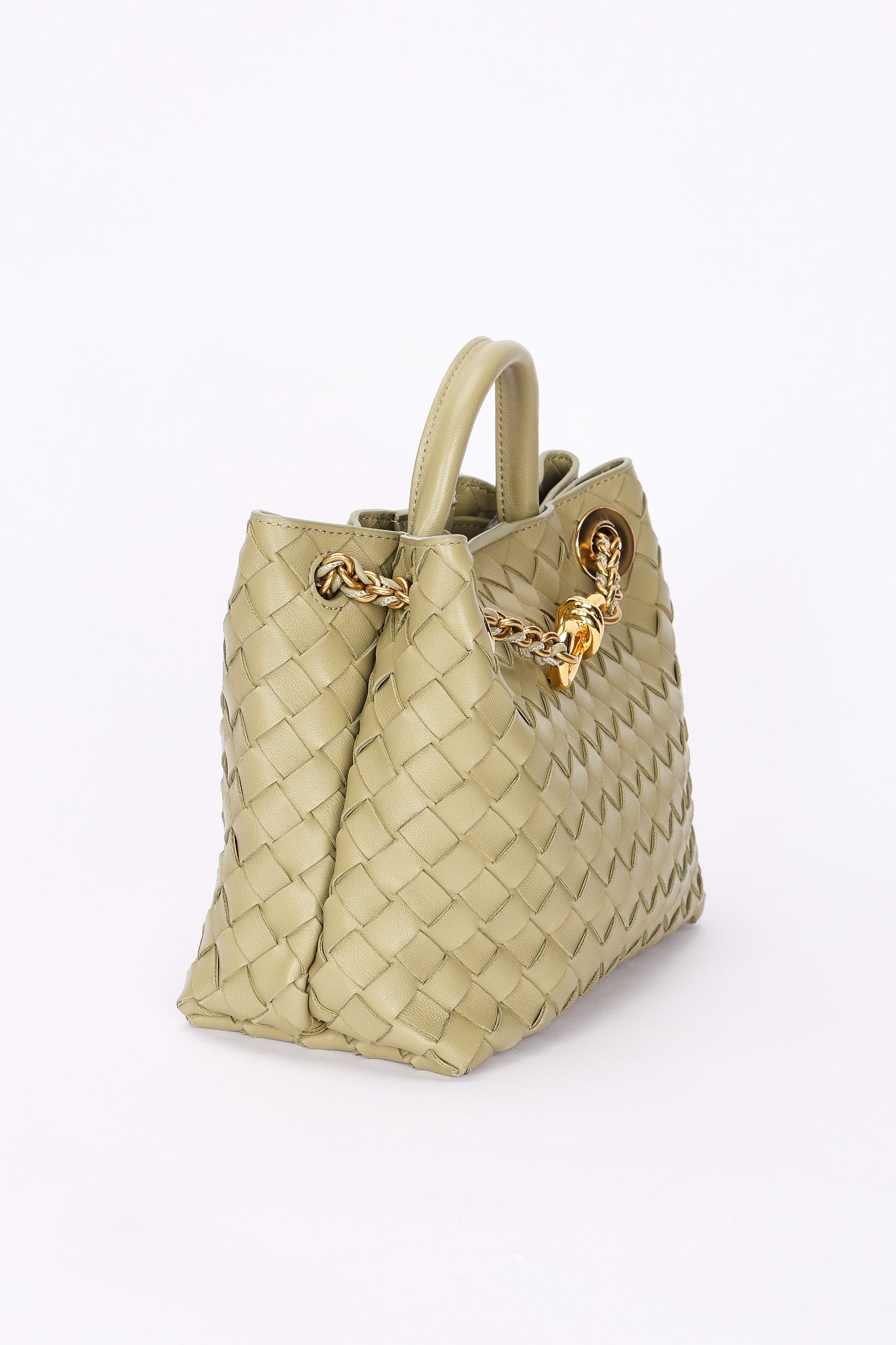 Bottega Veneta Small Andiamo With Chain Sage Green