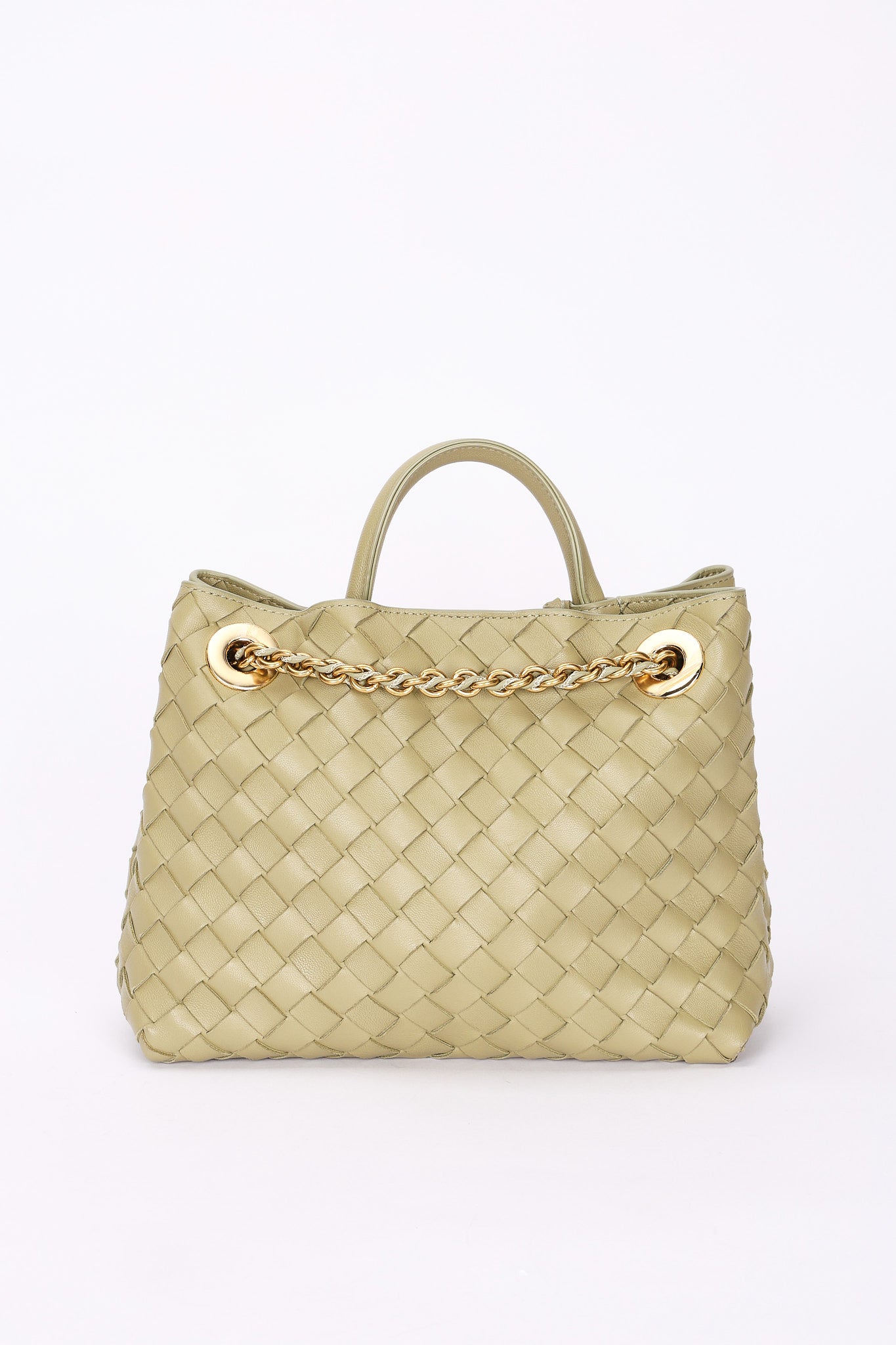 Bottega Veneta Small Andiamo With Chain Sage Green