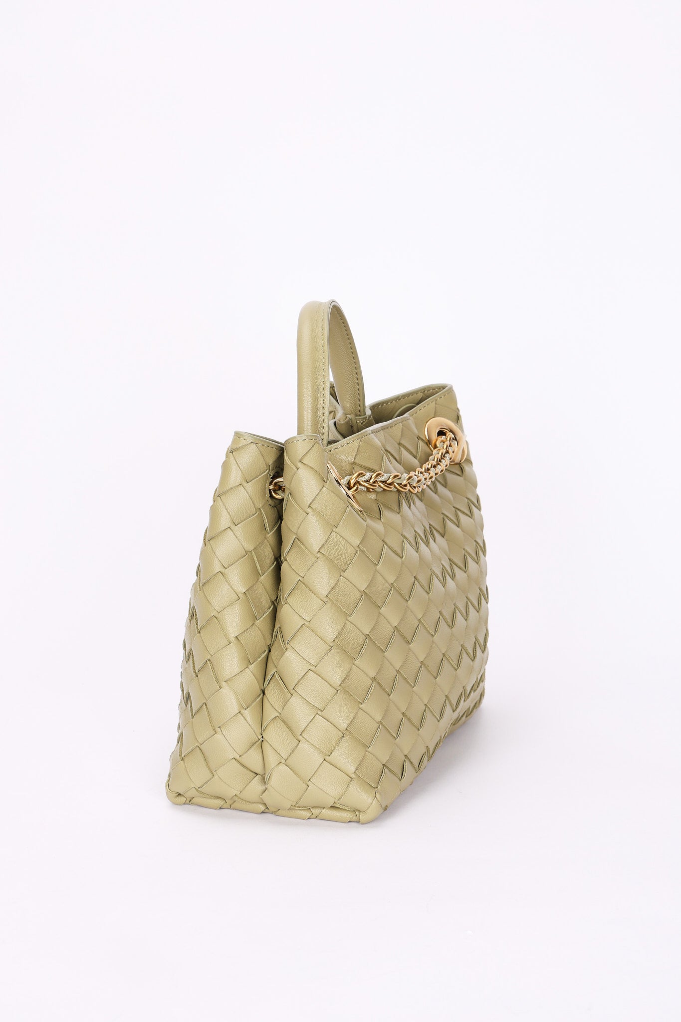 Bottega Veneta Small Andiamo With Chain Sage Green