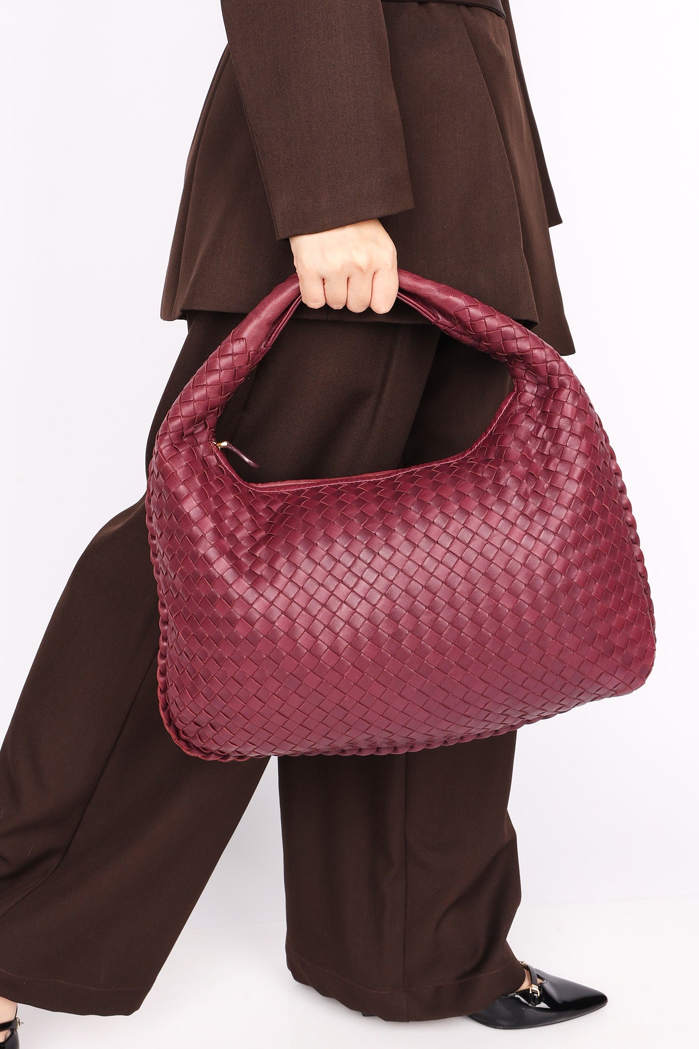 Bottega Veneta Small Intrecciato Hobo Bordeaux