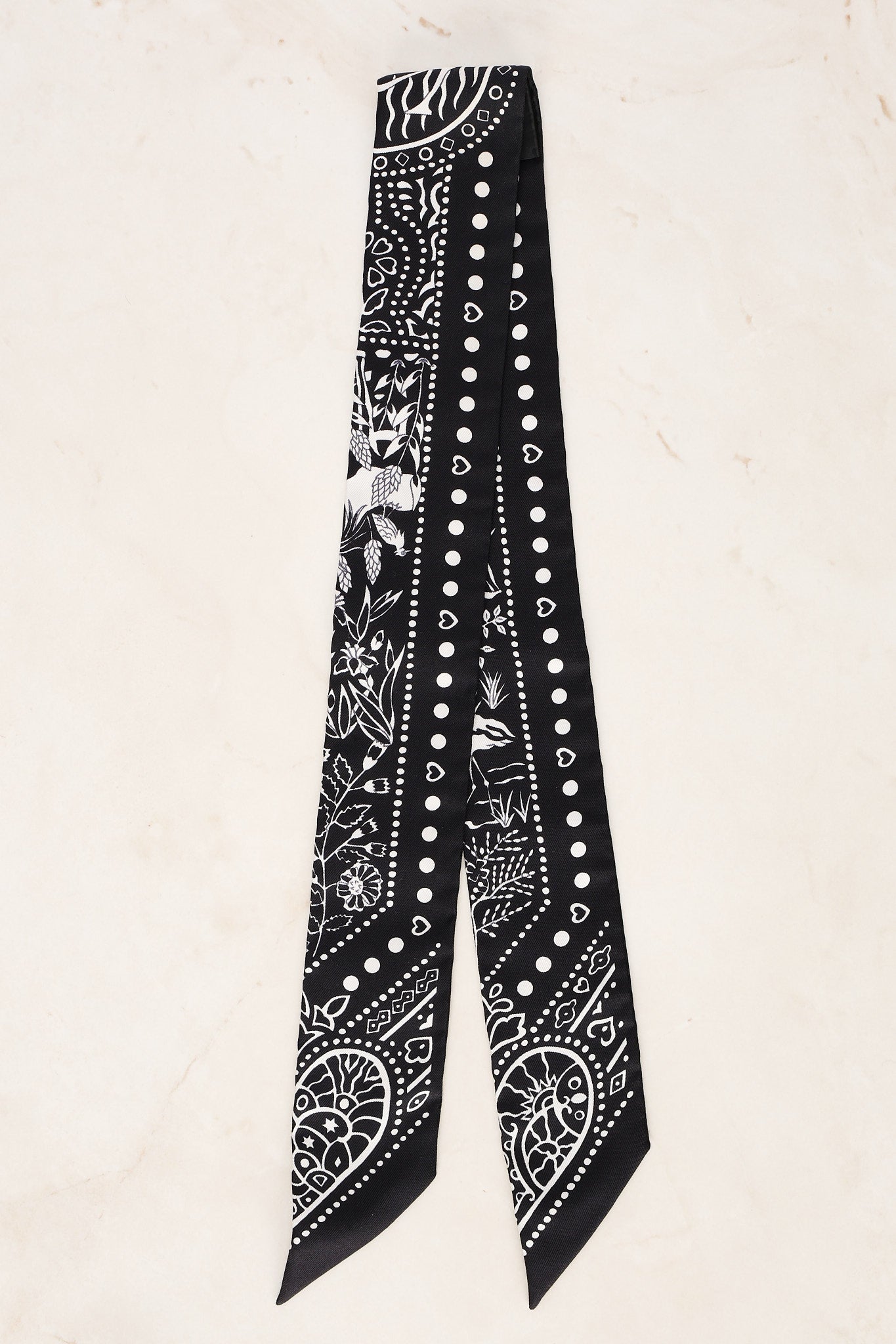 Hermès Noir Paisley Twilly Scarf