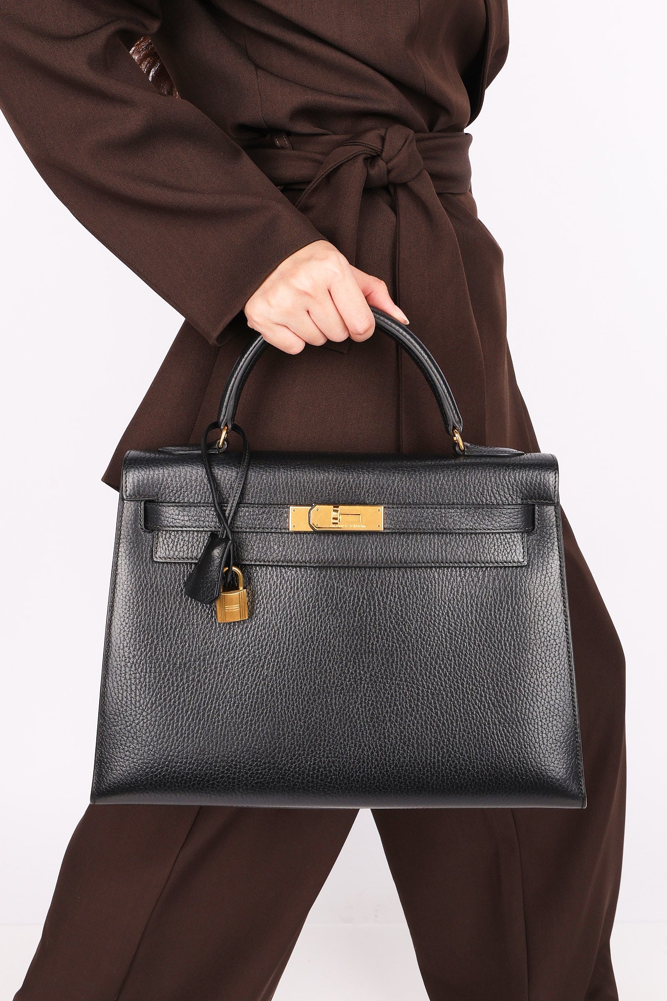 Hermès Kelly 32 Noir Vache Ardennes 1991 GHW
