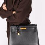Hermès Kelly 32 Noir Vache Ardennes 1991 GHW